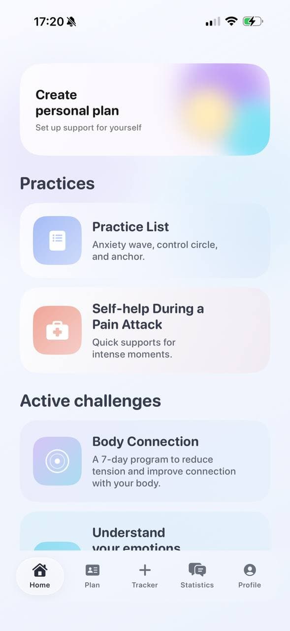 PainFlow practices home screen