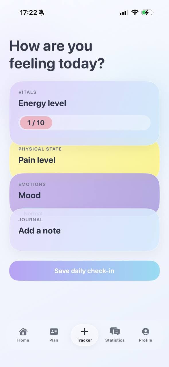 PainFlow activity support screen