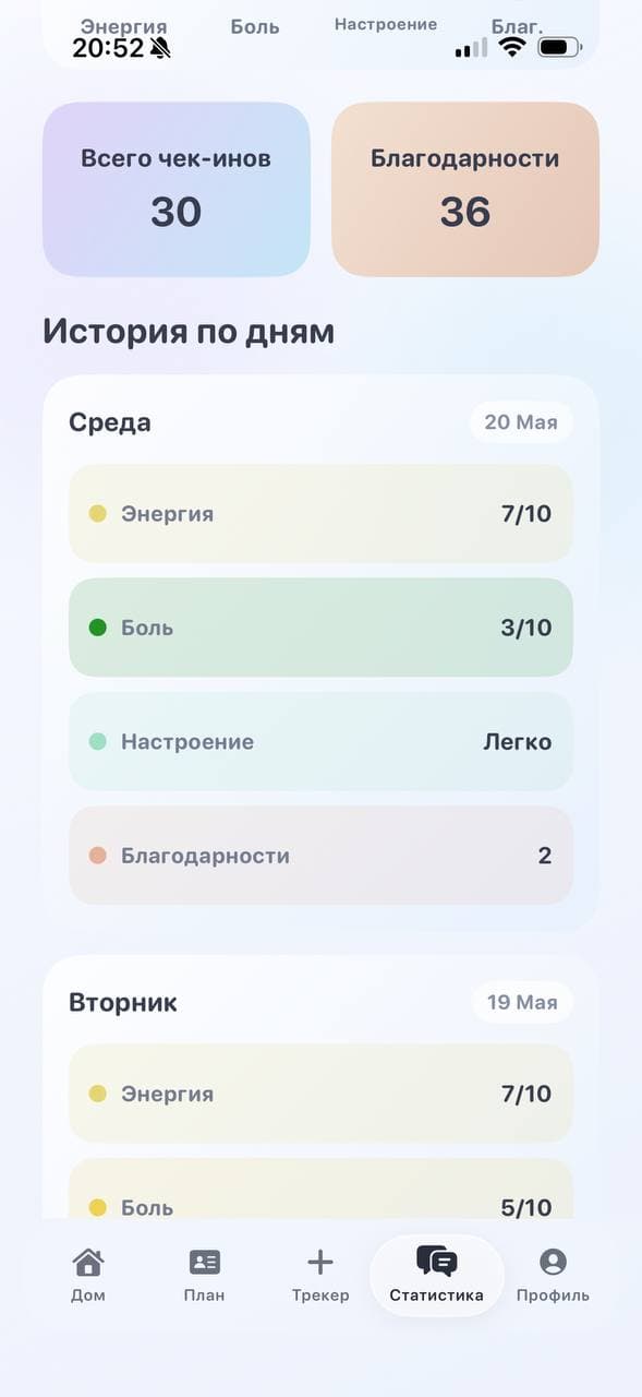 PainFlow statistics history